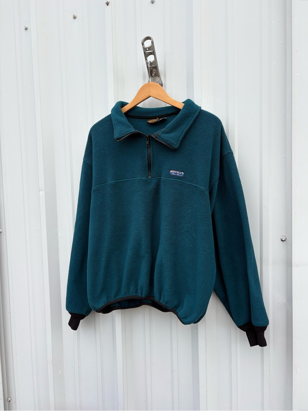Vintage Eddie Bauer Quarter Zip Pullover Fleece Men’s Large Navy USA 90’s